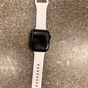 Apple Smartwatch with Black Face and Cream Band